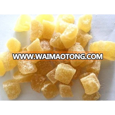 Dried sugar ginger crystallized ginger slices and sugar ginger cubes